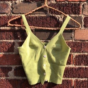 Green knit button down sleeveless top